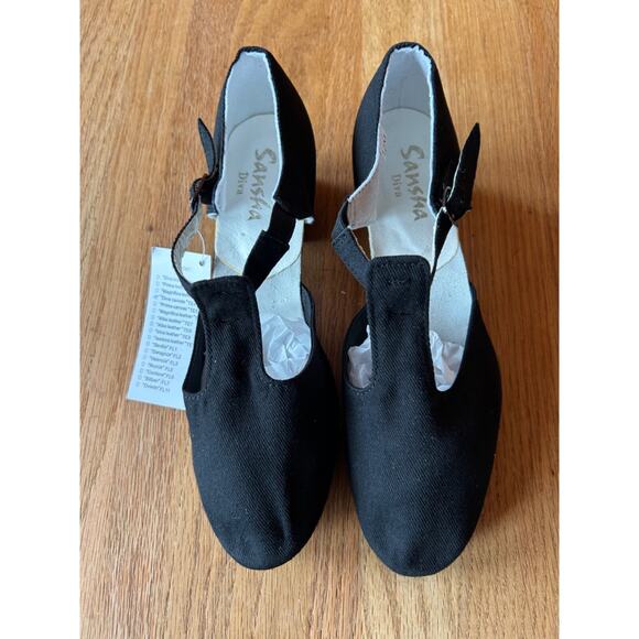Sansha Diva Canvas Ballet Teaching and Character Shoes Black 12M US 9 TE4C - Picture 2 of 5